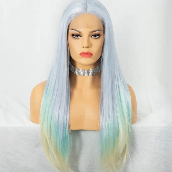 ✨24” NISA BLUE OMBRÉ STRAIGHT LACE FRONT WIG *NWT* display picture 1